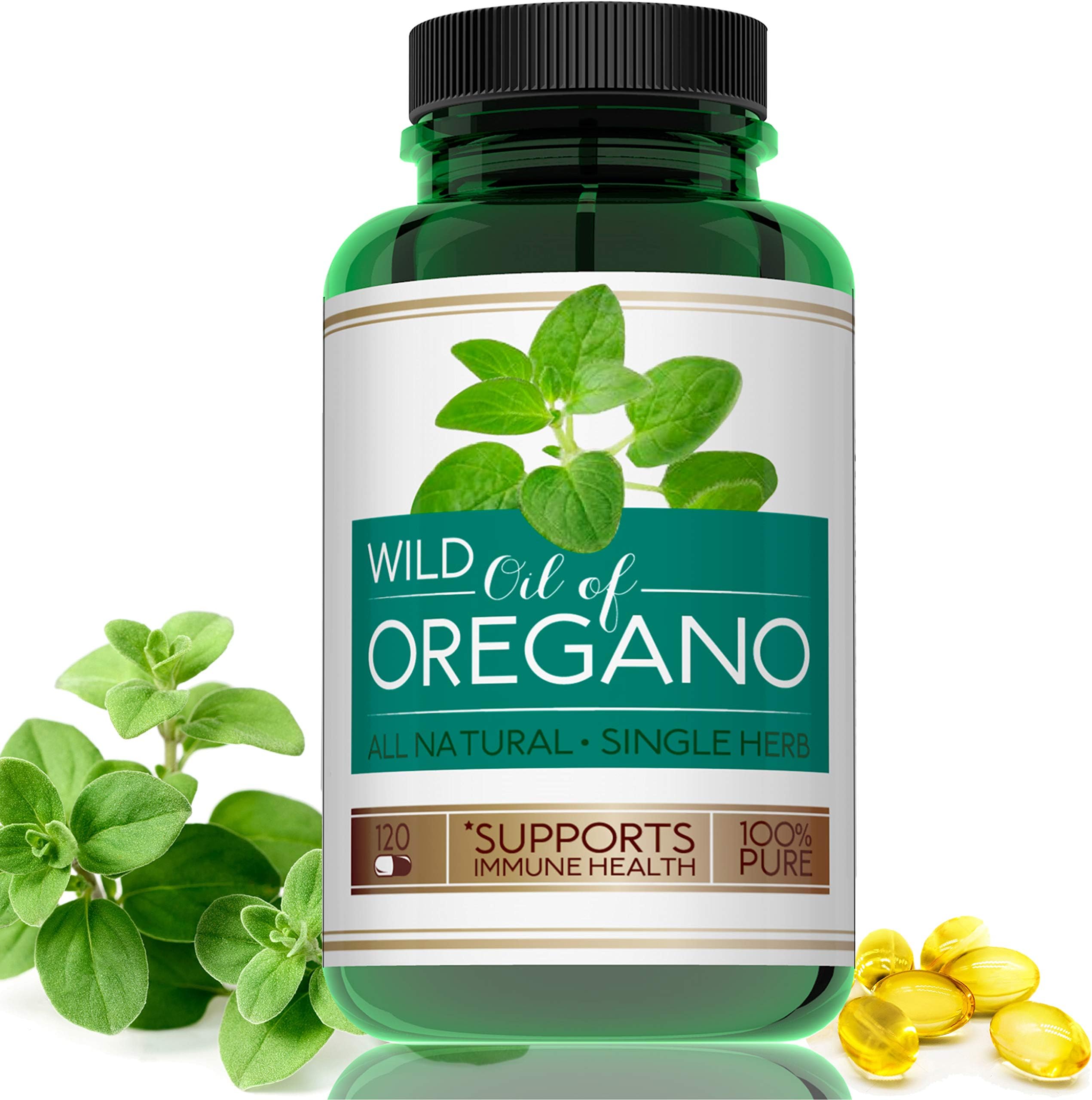Oregano Oil Capsules, 120 Liquid Softgels, 70% Strength Carvacrol, Pure Oreganol Leaf Extract, All Natural Essential Herb Supplement, Immune Support Herbs, Non GMO, Easy to Swallow Pills, Made in USA