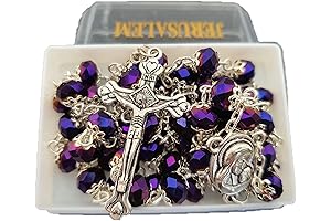 Jerusalem Crystal Rosary Beads Double Crowned Rosary Necklace