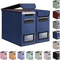 Vista 11 de Caja organizadora de archivos BALEINE con tapa, organizador de carpetas de archivos plegable con deslizador de plástico, caja de carpetas