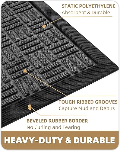Miniatura 4 de Color&Geometry Tapete para puerta delantera, entrada exterior, resistente, antideslizante, de perfil bajo, para entrada, atrapa la suciedad y la