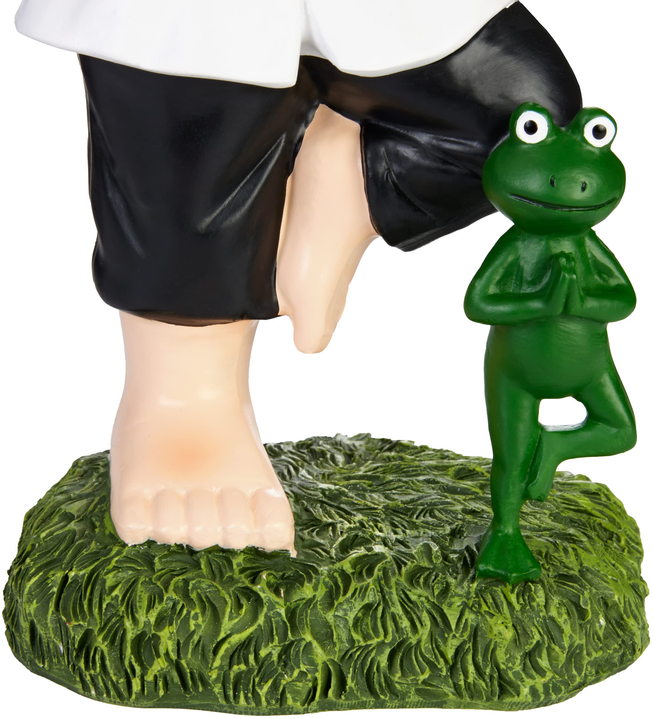 BRUBAKER Gartenzwerge Set Yoga Baum und Schneidersitz - Zwerge mit Frosch - Zen Gartenfigur Sport Figur Dekoration Wetterfest für Garten Campingplatz - Gartendeko Lustig Weiß für außen