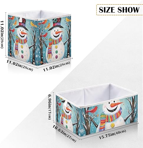 Miniatura 2 de Christmas Snowman Winter Bird Cube Storage Bin Fabric Storage Cubes Foldable Storage Box Large Closet Organizers Baskets Containers for Shelves Home