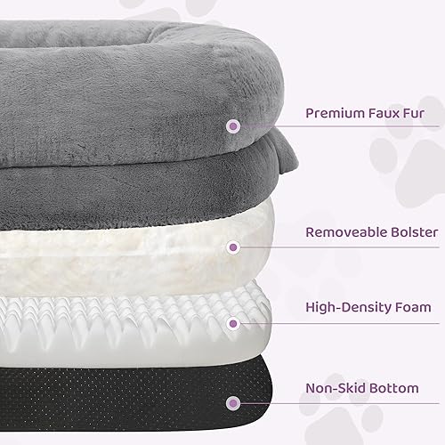 Miniatura 4 de Cama humana para perros adultos, cama larga para perros de tamaño humano de 43 x 10 x 71 pulgadas, funda extraíble, lavable, impermeable, diseño