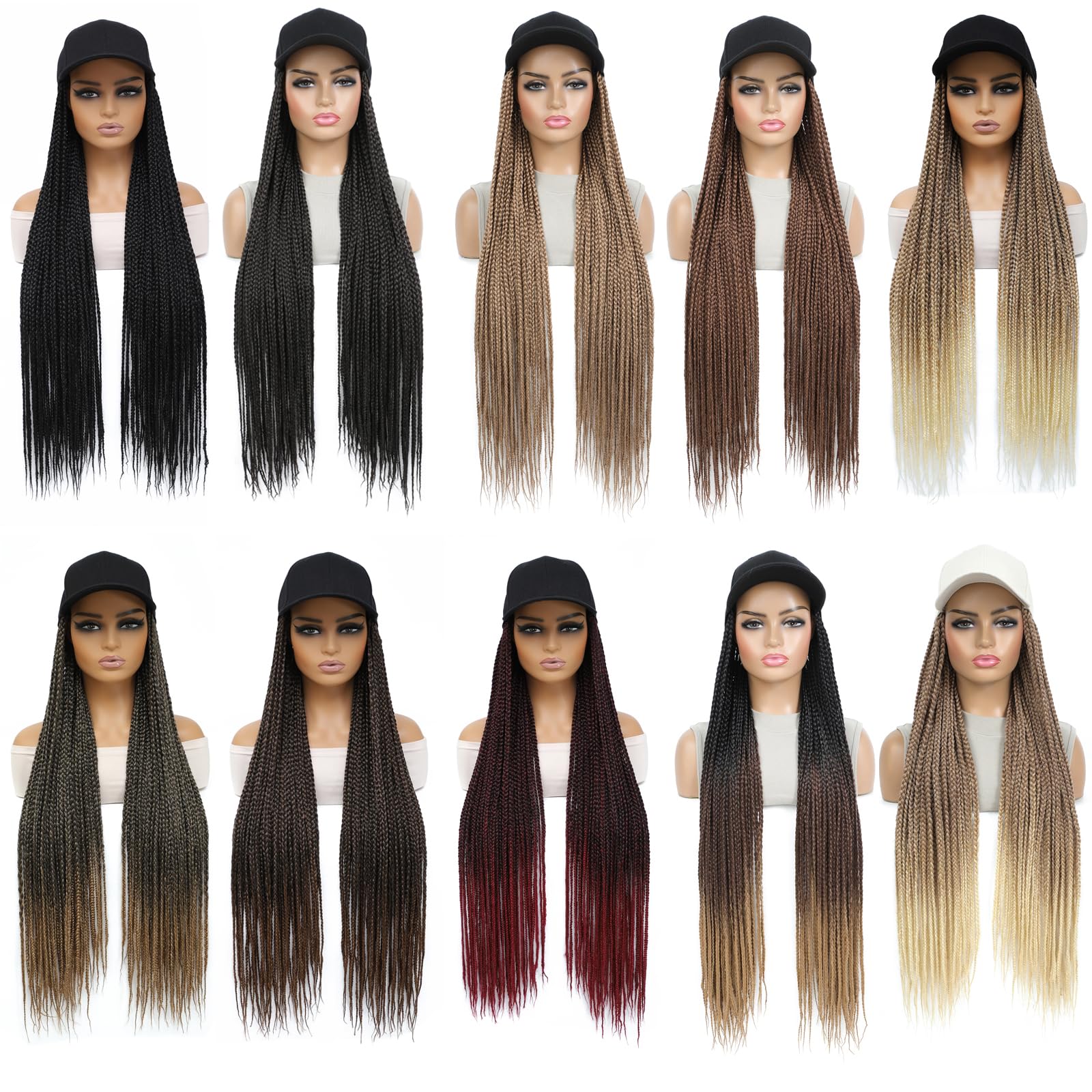Amazon.com : Yunkang Braided Baseball Cap Wig Box Braid Hair  display picture 2