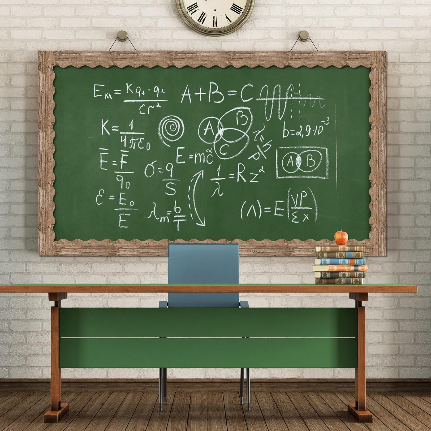 Tenceur Magnetic Borders for Bulletin Board Decoration, Wood Grain Whiteboard Scalloped Magnetic Strips Border Roll for School Office Chalkboard Whiteboard Trim Poster Decor, 48 ft x 2.76 Inch