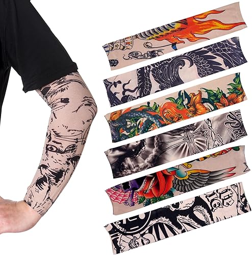 Miniatura 4 de HOVEOX Mangas temporales de tatuaje para brazos, mangas de protección solar para brazo de tatuaje falso, 20 unidades