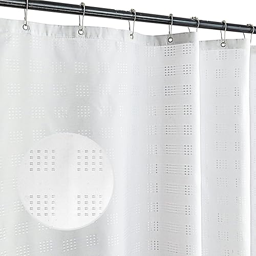 SpaceDresser Cortina de ducha de tela jacquard, forro de cortina de ducha, cortina de baño de calidad de hotel con ojales, 72 x 72 pulgadas de