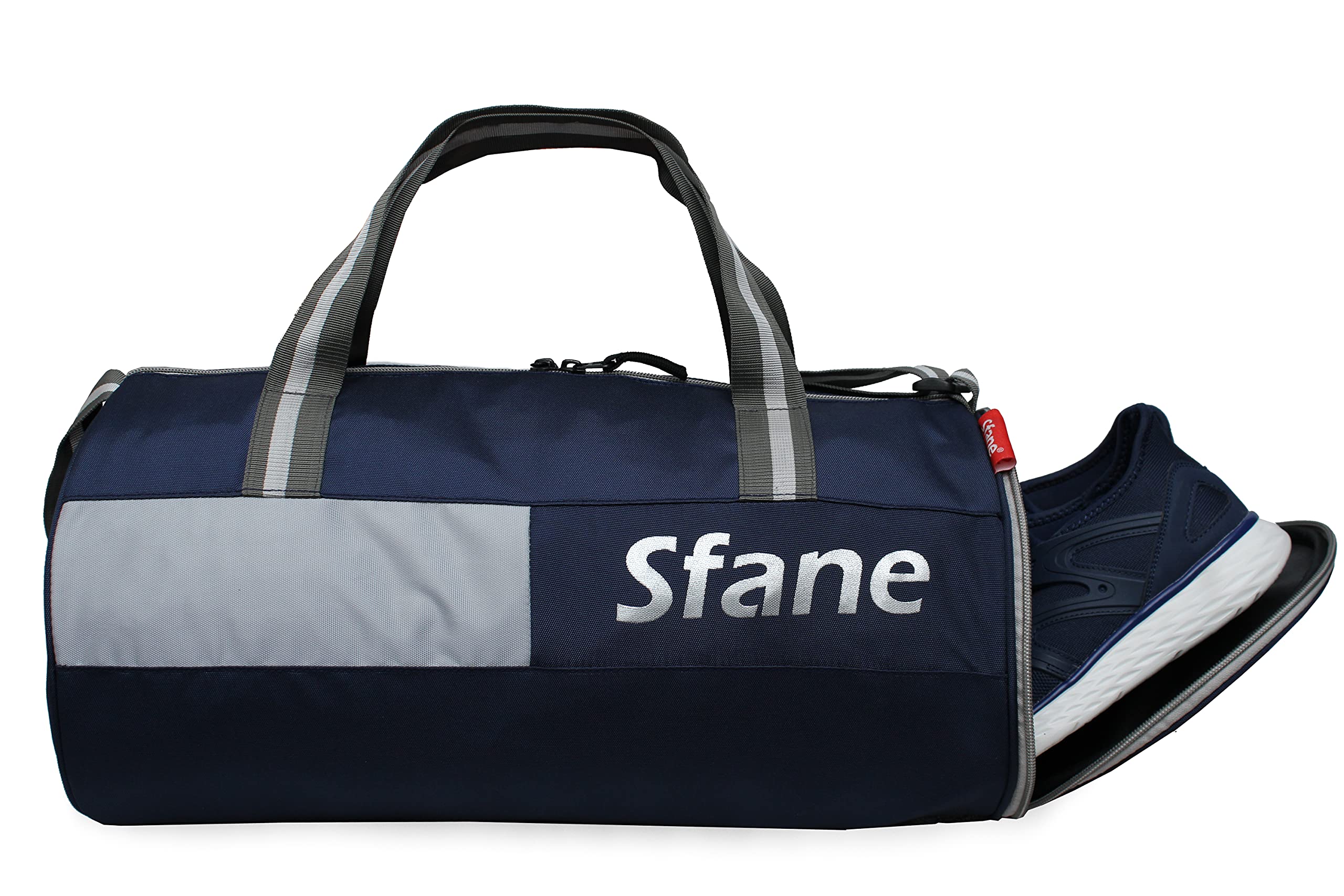 SFANEPolyester 9.84 inches Duffle Gym Bag with Separate Shoes Compartment, Silver, Gym Bags