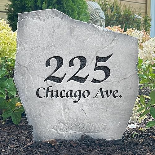 Miniatura 2 de Elegant Address Stone - Address Marker - House Address Number Sign - 15 W x 15 H (Greystone)