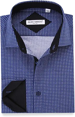 Alex Vando Mens Printed Dress Shirts Long Sleeve Regular Fit Button Down Shirt