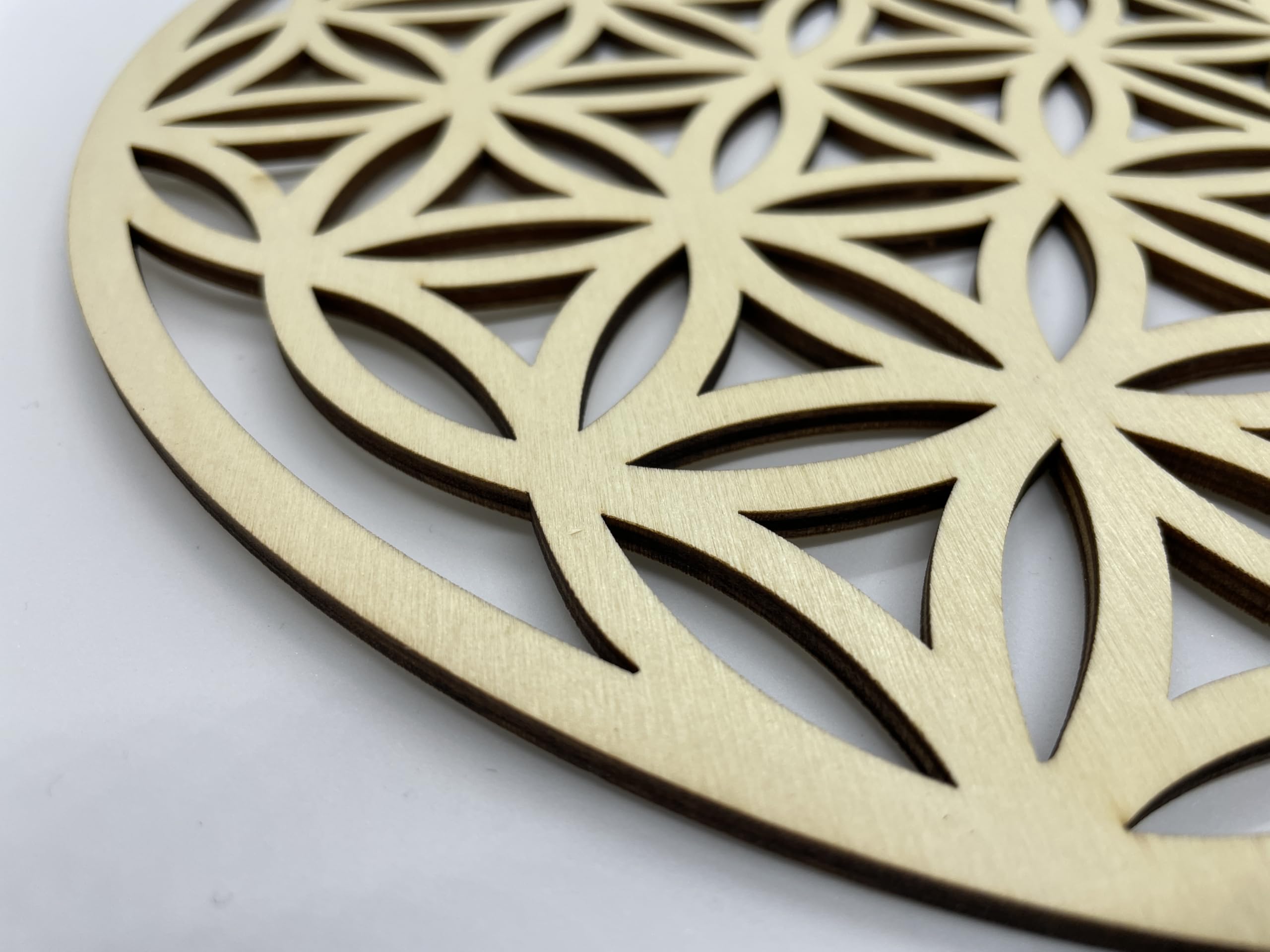 WTD - Quadro da parete per finestra con fiore della vita, in legno, diametro 30 cm (1 pezzo)