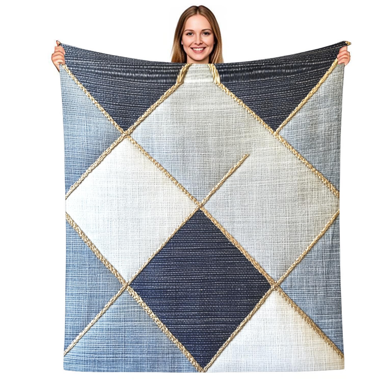 Plaid polaire flanelle doux et léger à reliefs géométriques modernes 130x150