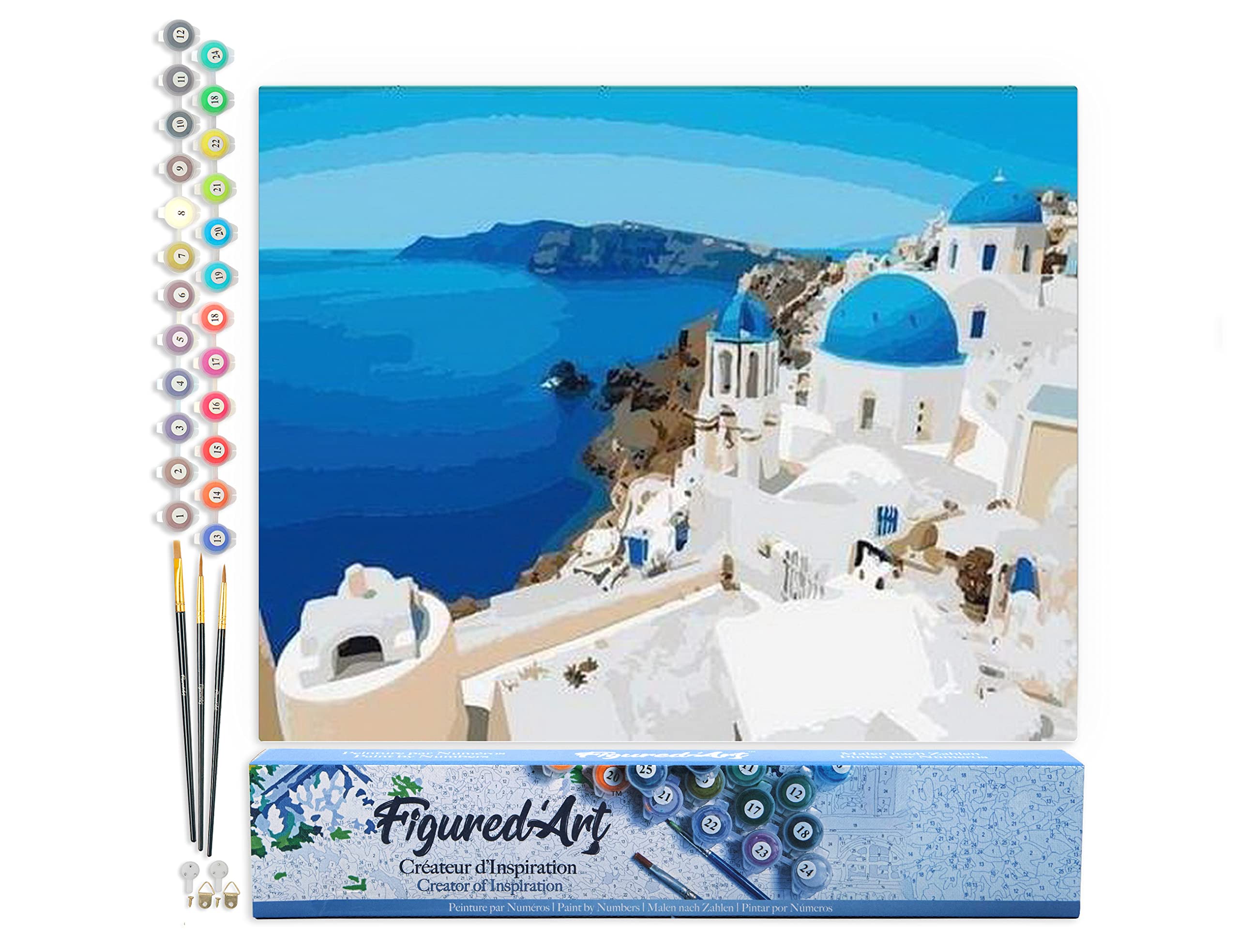 Figured'Art Paint by Numbers for Adults Greece Seaview 40x50cm - Craft Art Painting DIY Kit Rolled Canvas Without Frame โ image 1