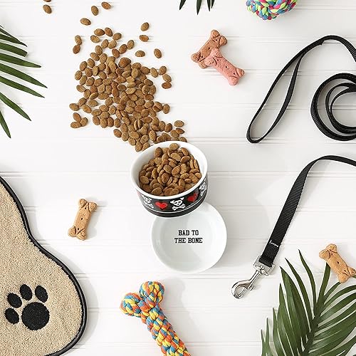 Miniatura 4 de Bone Dry Cuencos de cerámica para alimentos y agua para mascotas antideslizantes para una alimentación segura, menos desordenada, aptos para