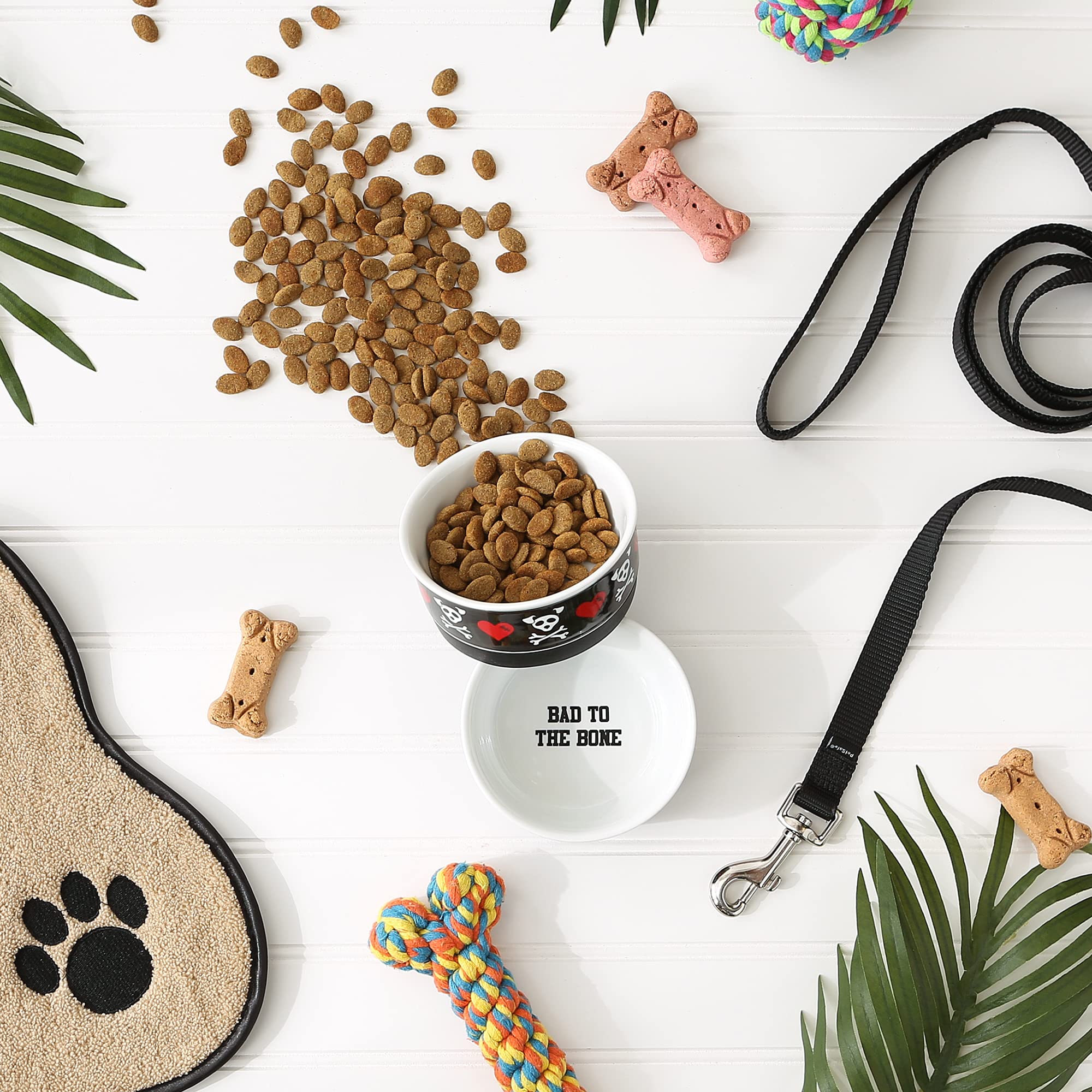 Bone Dry Ceramic Pet Collection, kleines Set, 10 x 5 cm, Bad to The Bone, 2 Stück