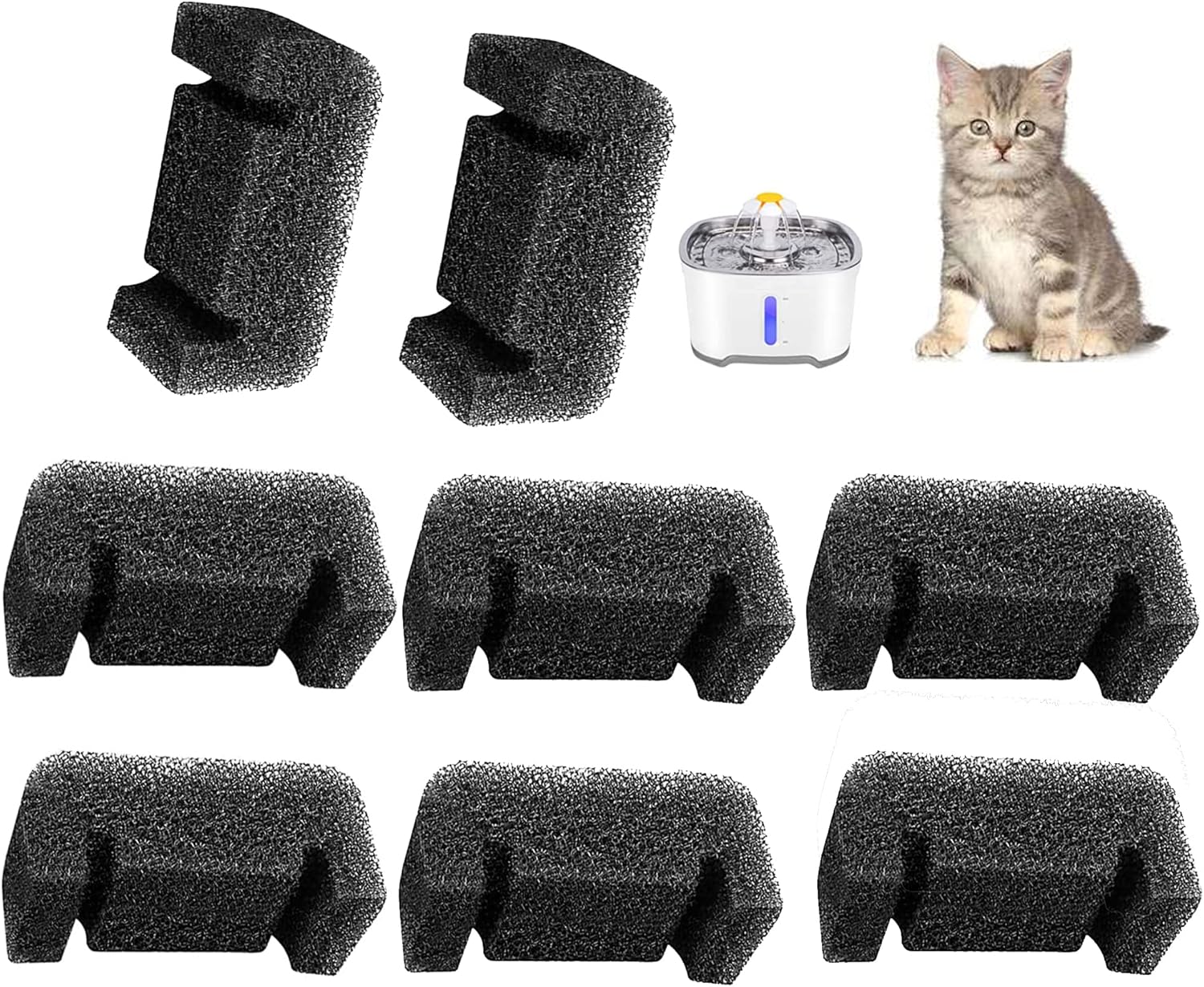 ATITOWEL 8 Pack Pre Filter Sponges for Cat Water Fountain Replacement, Cat Fountain
