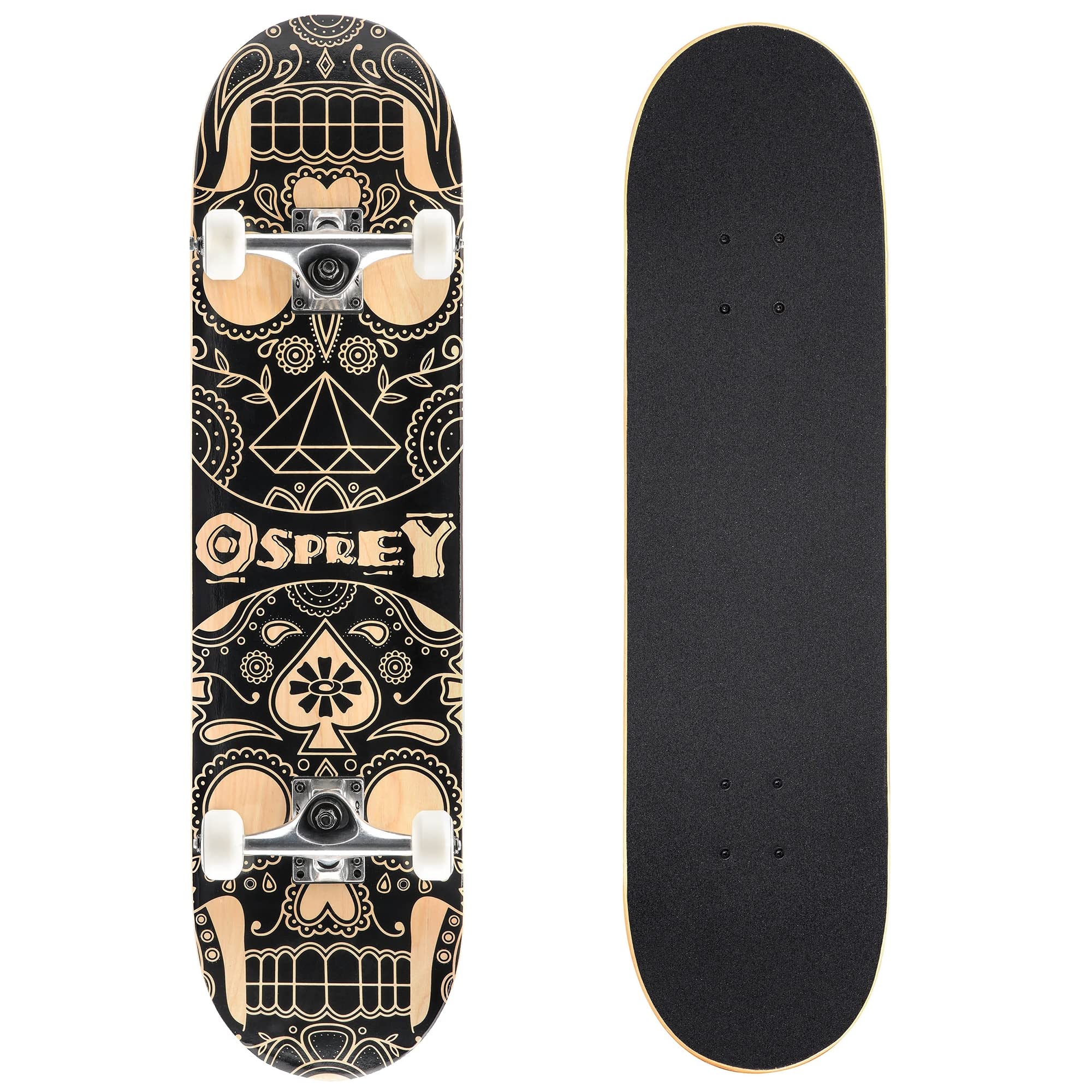 Skateboard Osprey complet débutants double kick trick, 31 x 8”, deck érable