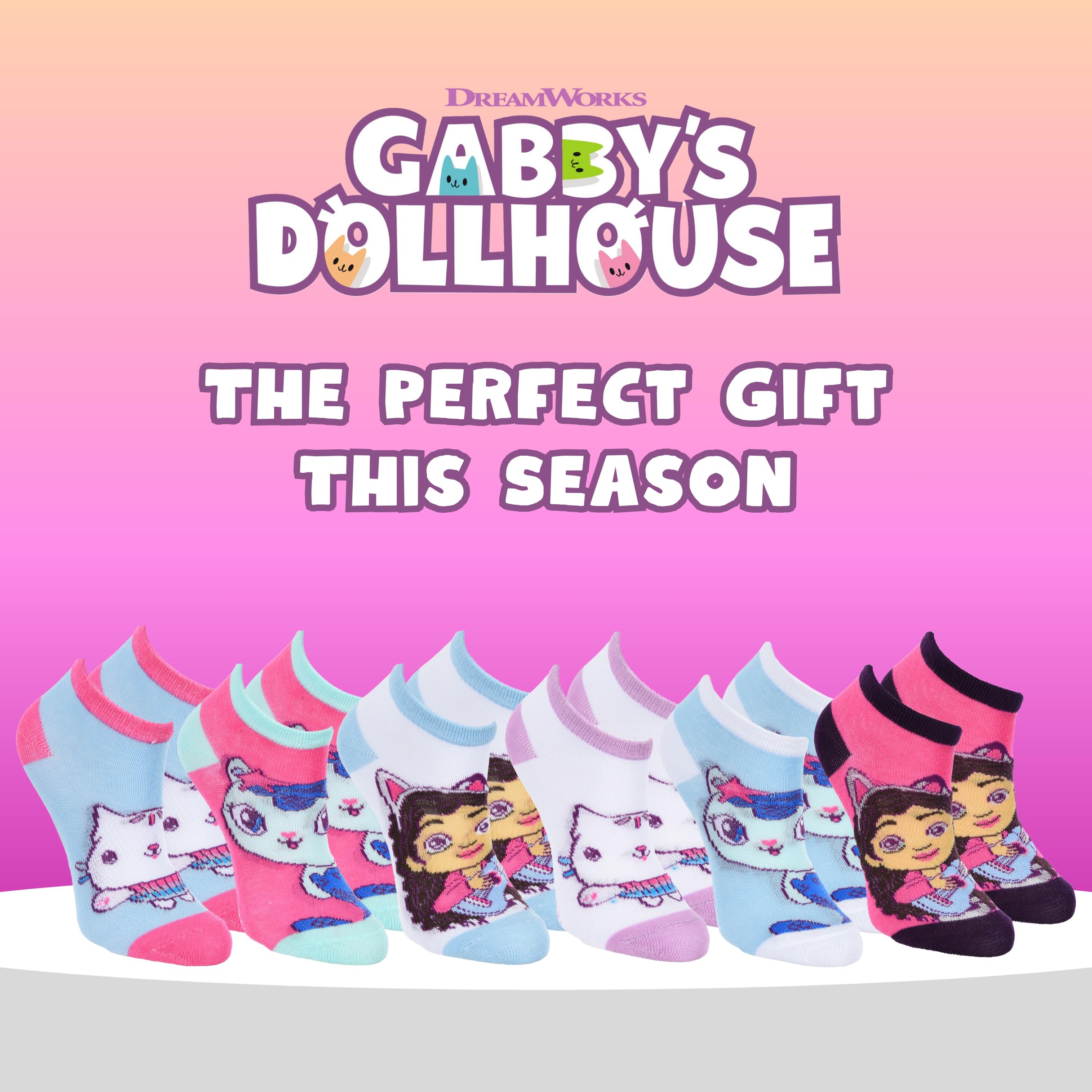 Gabby's Doll House Chaussettes pour Fille, Lot de 6 Paires de Chaussettes Courtes Classiques en Coton, Tailles EU 23 à 34