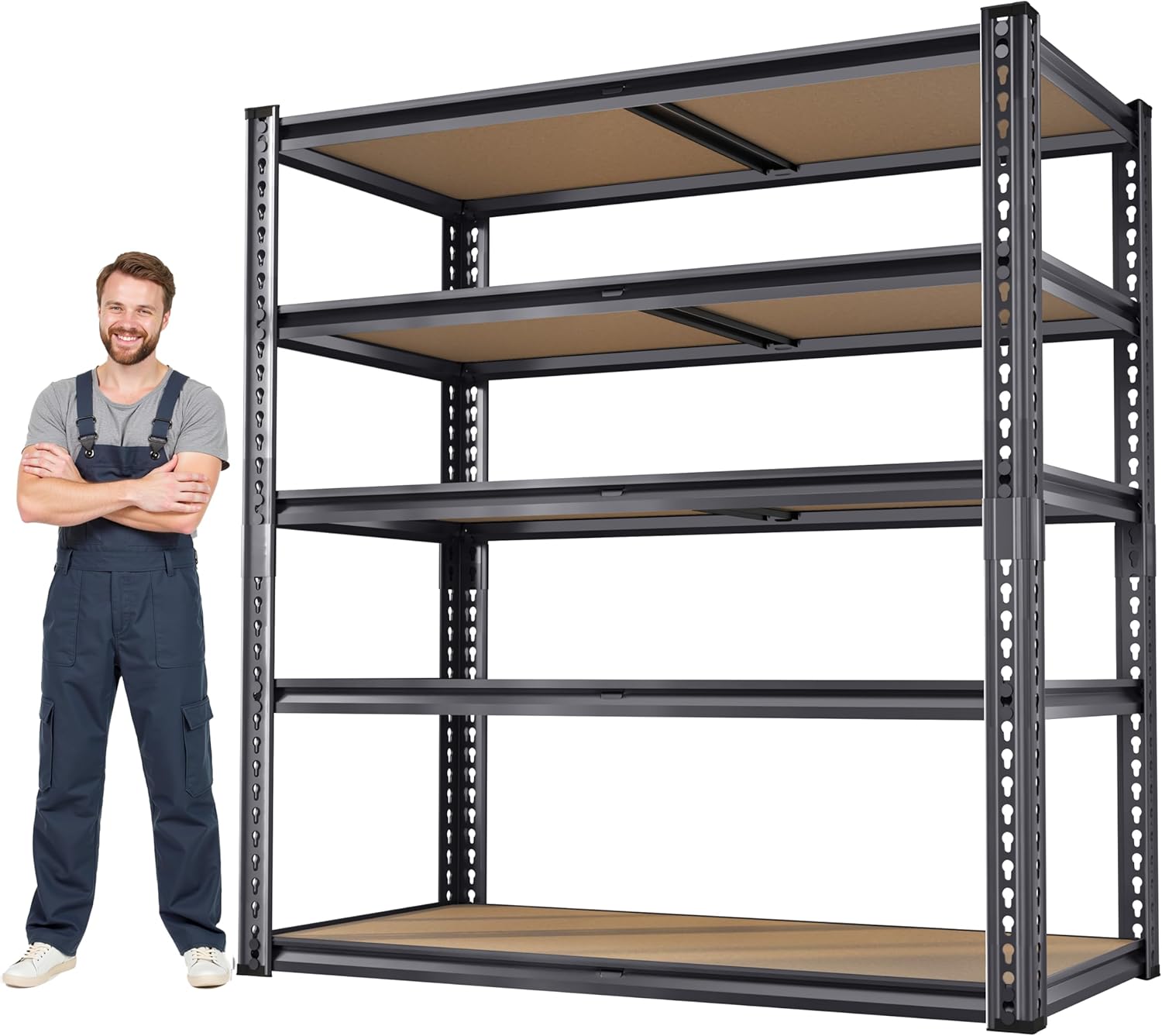 72"H Storage Shelves heavy duty Shelving, 2425LBS Garage Shelving, 5 Tier Metal Shelving Unit Adjustable Garage Shelves, Garage Storage Shelves for Warehouse Pantry Closet,40" W × 20" D × 72" H, Black