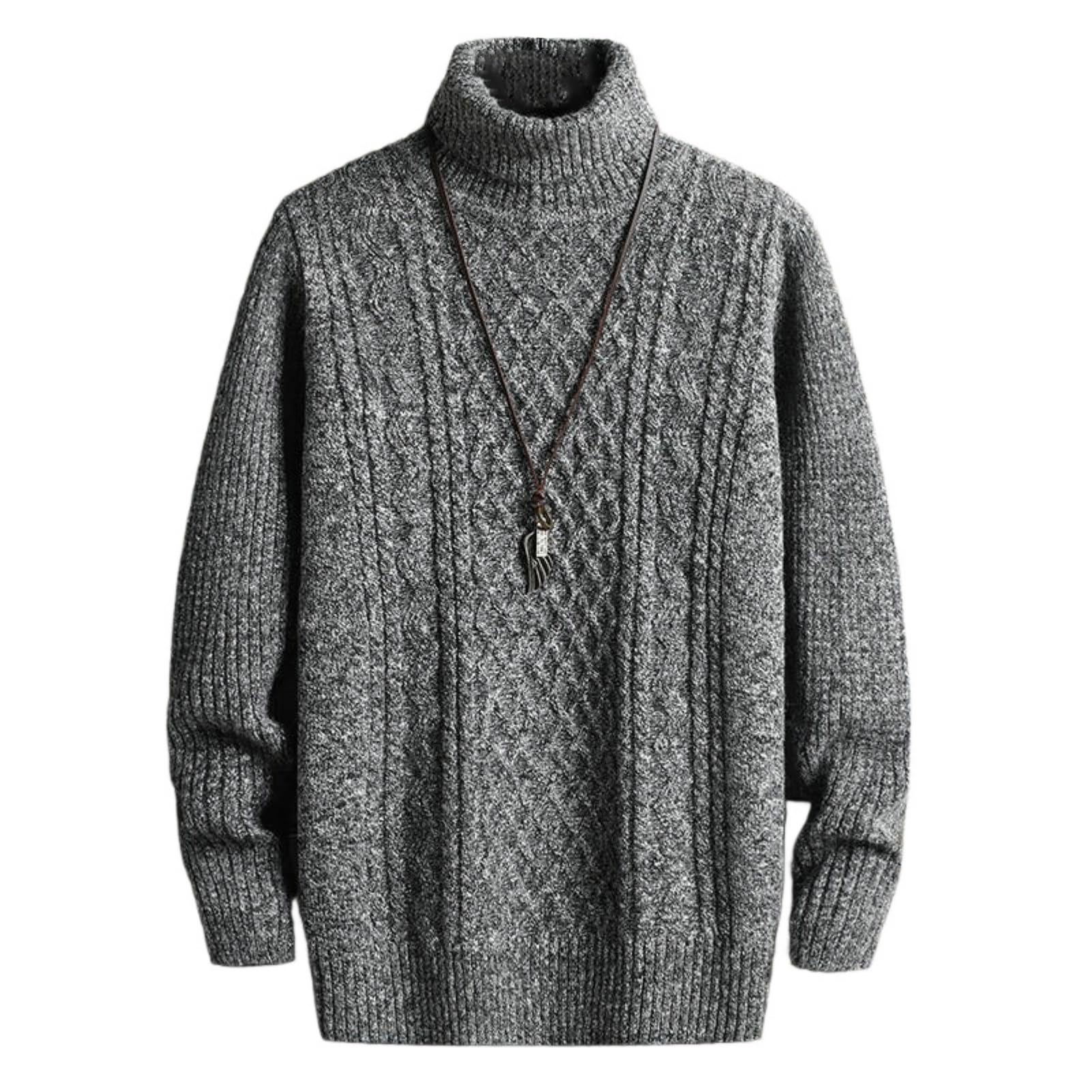 Suéter de cuello alto para hombre, de sarga cálida y gruesa, para otoño e invierno