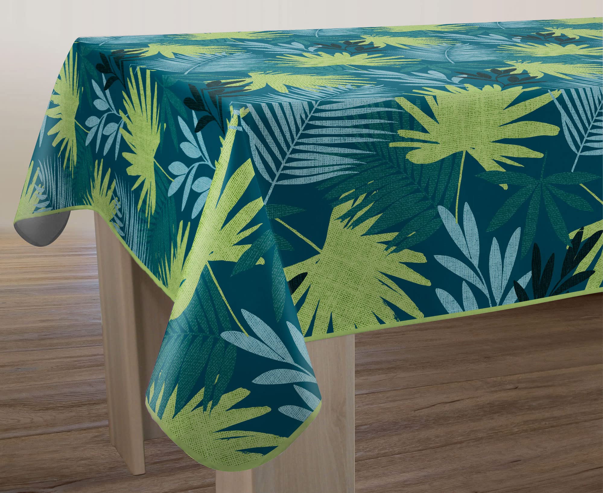 Le linge de Jules Bali Stain-Resistant Tablecloth Rectangular 150 x 200 cm, Blue, Green, Blue / Green, 78.7 x 59.1 inch (Rectangular) - Image 3