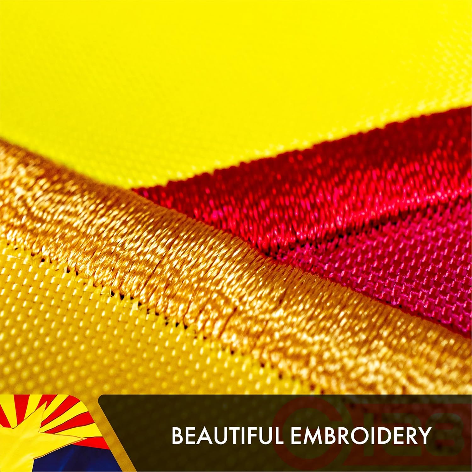 G128 Arizona State Flag | 3x5 Ft | Double ToughWeave Series Double Sided Embroidered 210D Polyester | Embroidered Design, Indoor/Outdoor, Brass Grommets, Heavy Duty, 2-ply