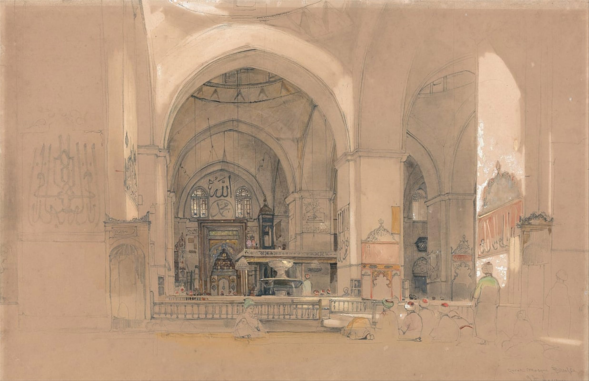 ARTXLXXBN Famous Painting Canvas Artwork Graffiti Print Interior of the Great Bursa by John Frederick Lewis Portrait Canvas Image for Home Decor 60x90cm