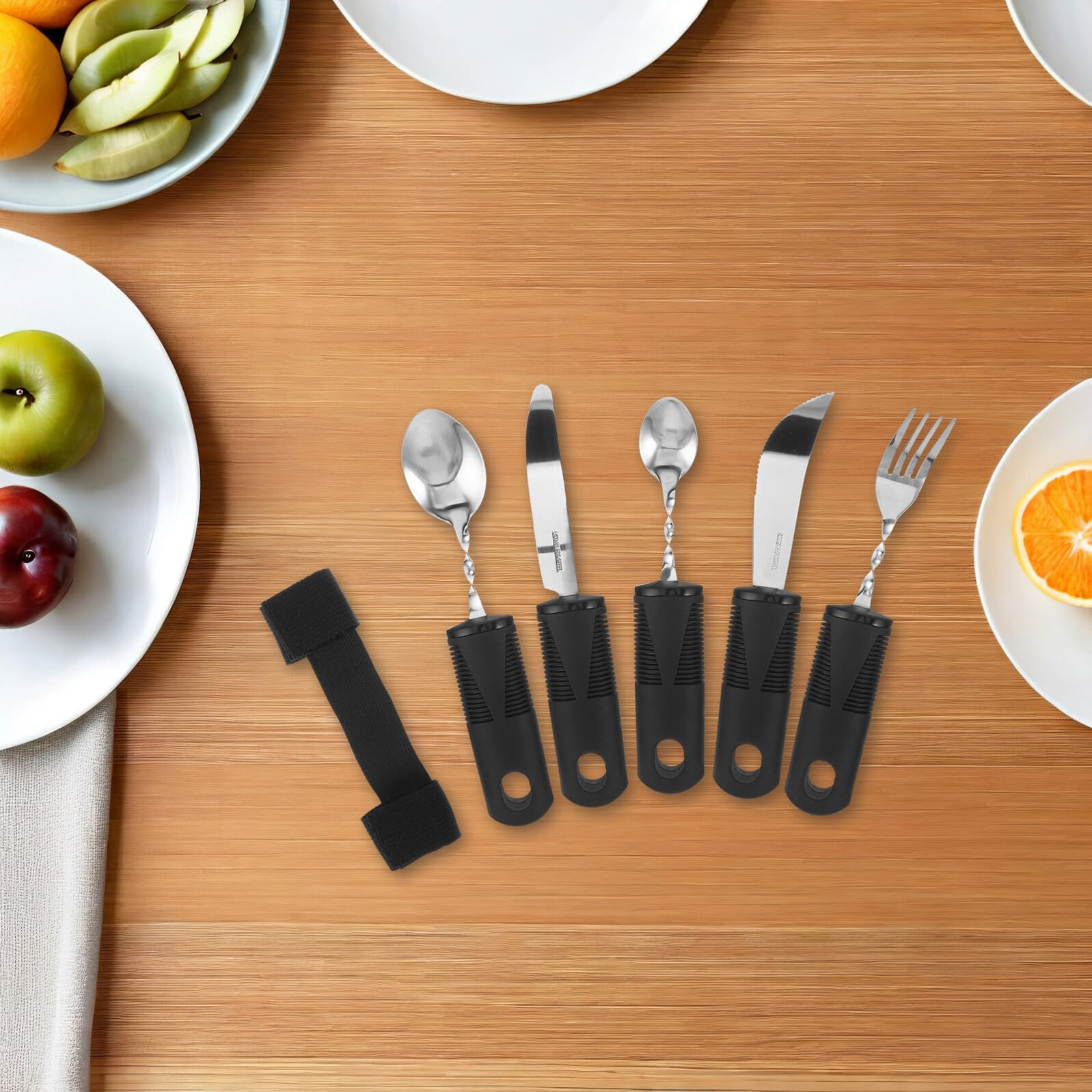 Posate Adattive Pieghevoli in Acciaio con Manico Antiscivolo per Anziani e Disabili Cucchiaio Antivibrazione Ergonomico per Riabilitazione e Supporto Alimentare Utensili Leggeri e