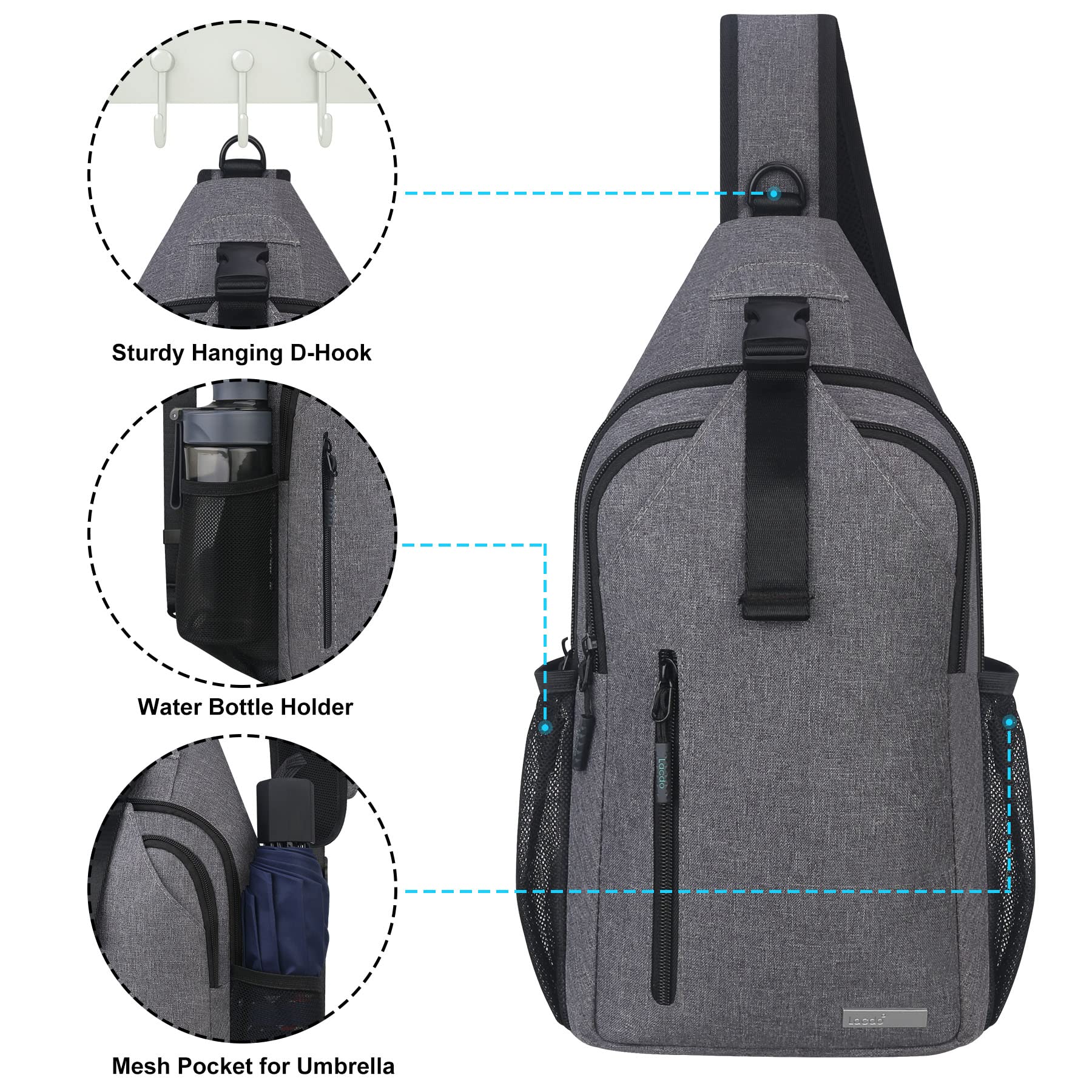 Zaino Monospalla Arctic Hunter - Impermeabile, Con USB, Antifurto, Per Uomo