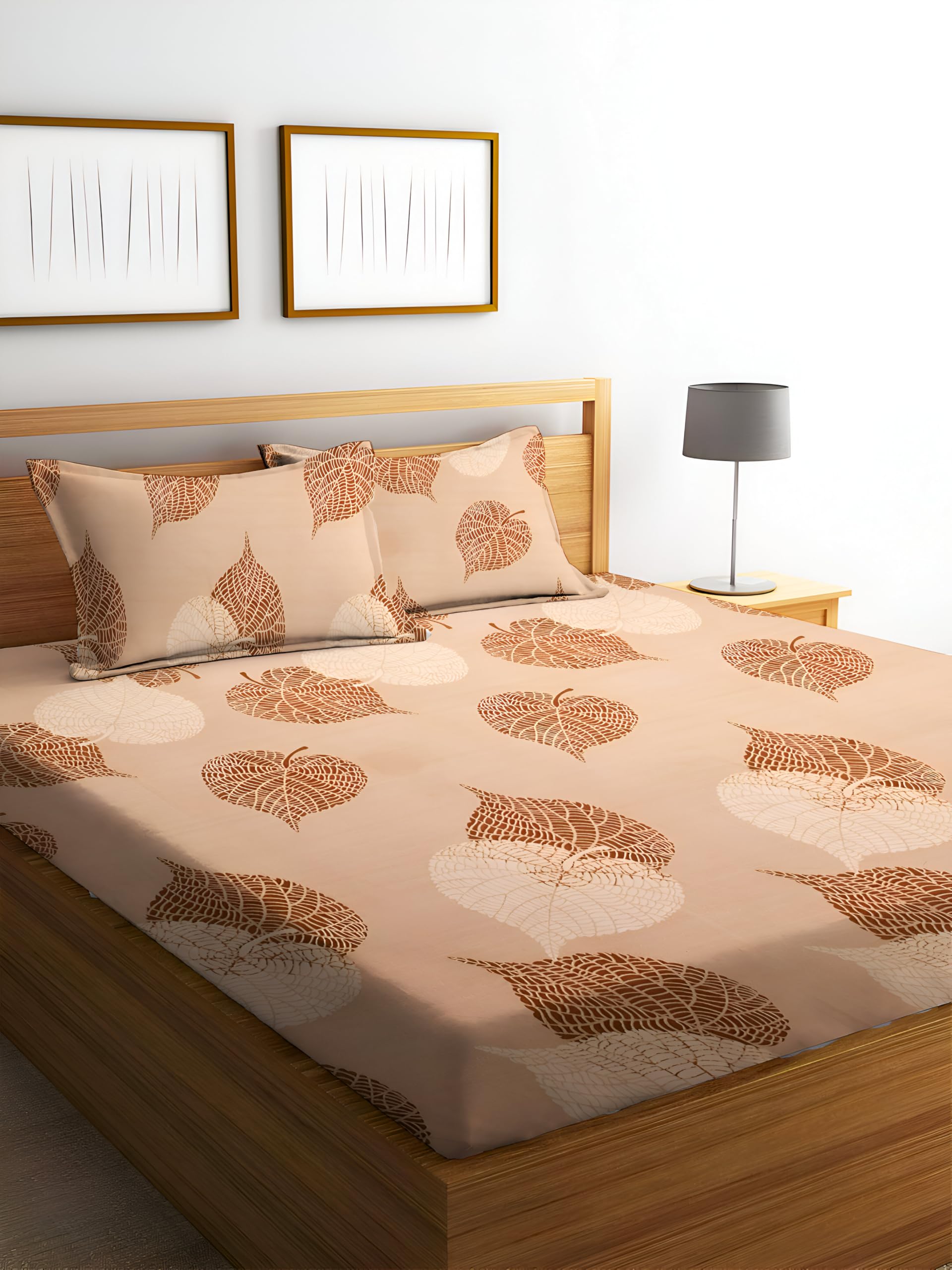 STARNSTYLE Polycotton 220 TC Floral Printed King Size Double Bedsheet with 2 Pillow Covers, (90 x 90 Inches,)
