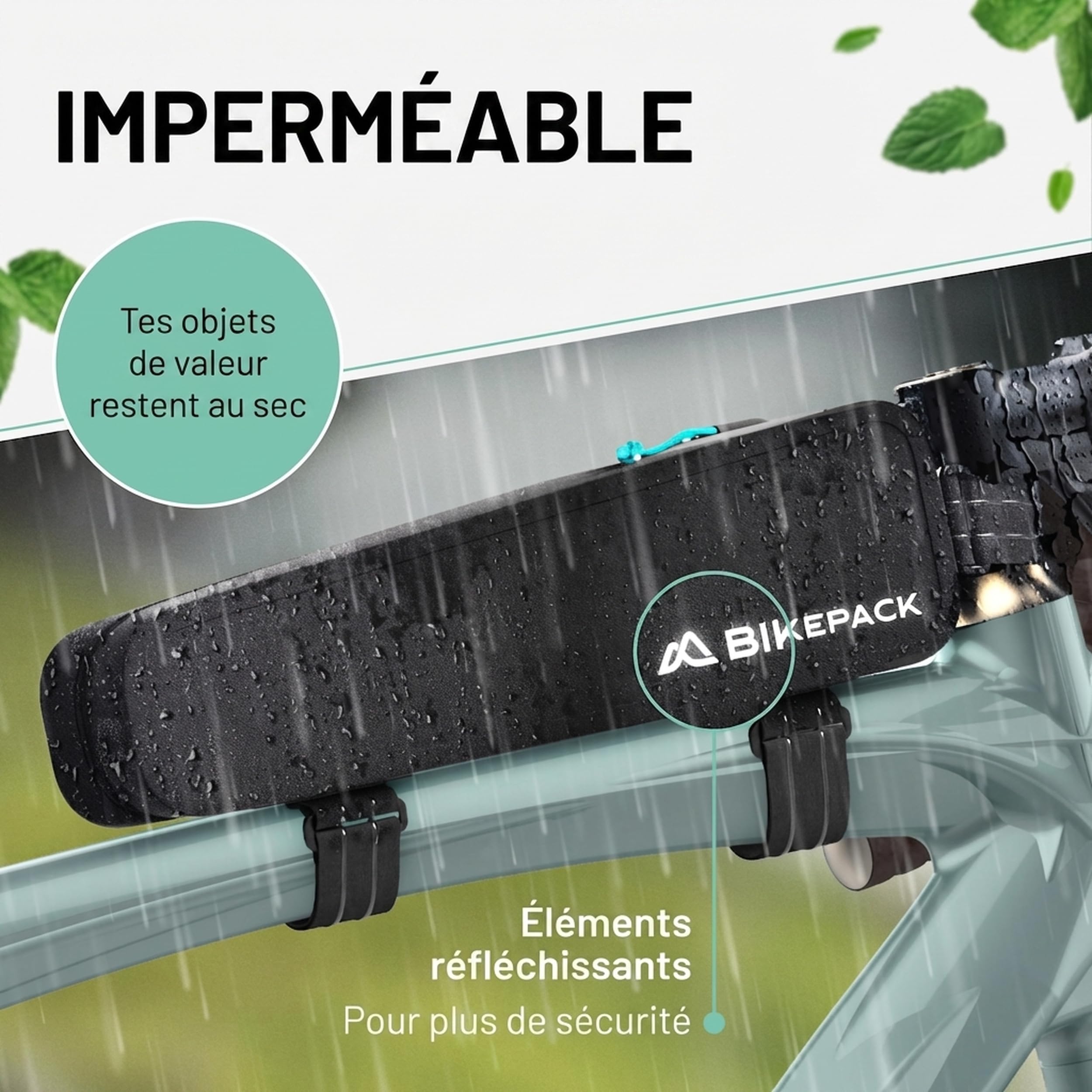 BIKEPACK Sacoche Top Tube Vélo - Sacoche Cadre Route VTT Bikepacking | Pochette tube supérieur avec fenêtre tactile pour smartphone, fixation vissée ou velcro, déperlante, pour gravel et course