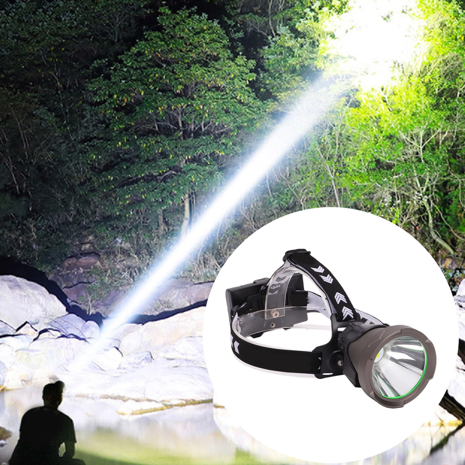 Lampada Frontale Ricaricabile, Lampada Frontale a LED Ad Alta Potenza con Sensore di Movimento a LED USB per Campeggio, Escursionismo, Corsa, Pesca