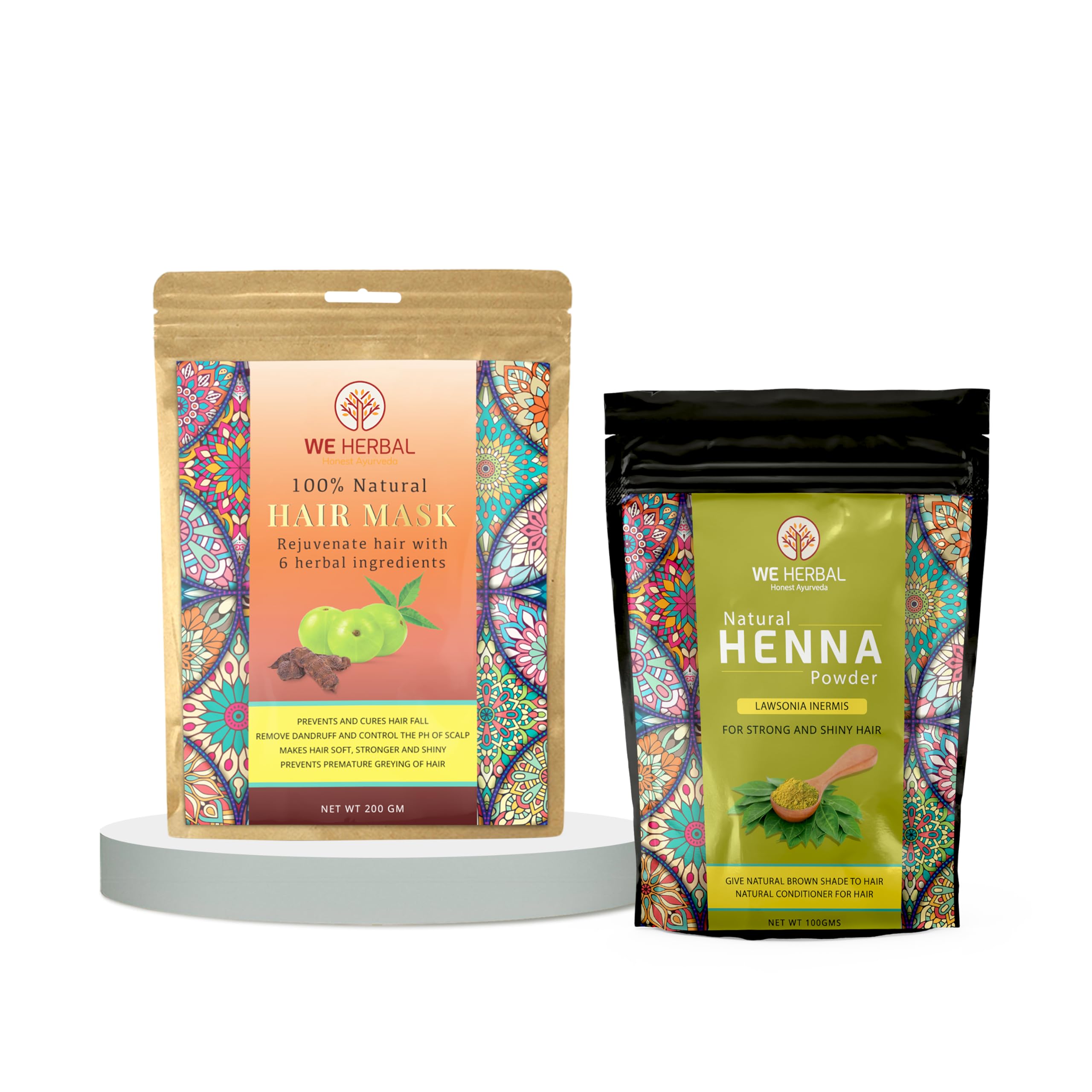 We Herbal Natural Henna Powder and Hair Mask Combo, 200g Each, Brown Hair Colour and Deep Conditioning Treatment-image-47