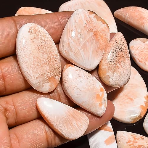 Miniatura 4 de 100 carats Scolecite Cabochon Gemstones for Jewelry Making, Wholesale Loose Stones Lot Supply, Mix Pack, Birthstone, Chakra Healing Crystals, 20 to