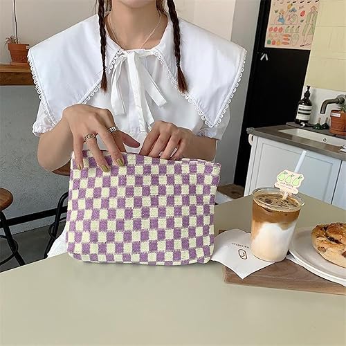 Miniatura 10 de Bolsa de cosméticos, bonita bolsa de maquillaje Y2K, accesorios estéticos, bolsa de maquillaje Y2K, bolsa de maquillaje a cuadros, bolsa de