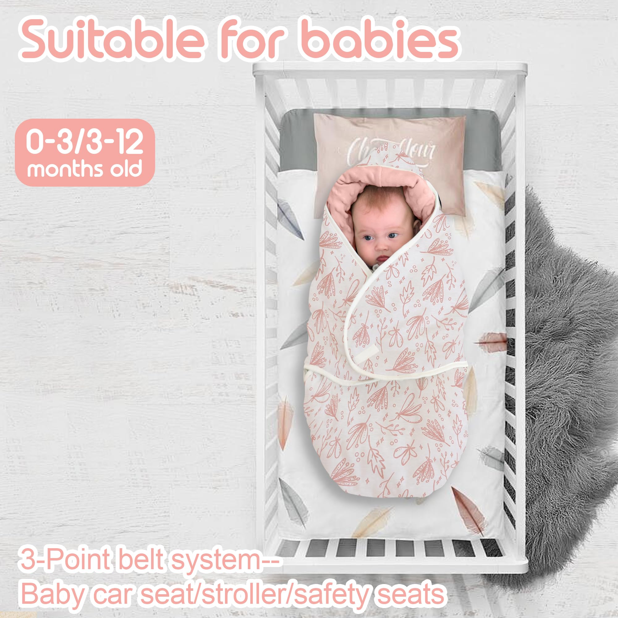 Einschlagdecke Babyschale für Buggy Universal Fußsack Babydecke Baumwolle Baby Pucksack für Kinderwagen Autositz 3-12 Monate (Pflanze M (3-12M))