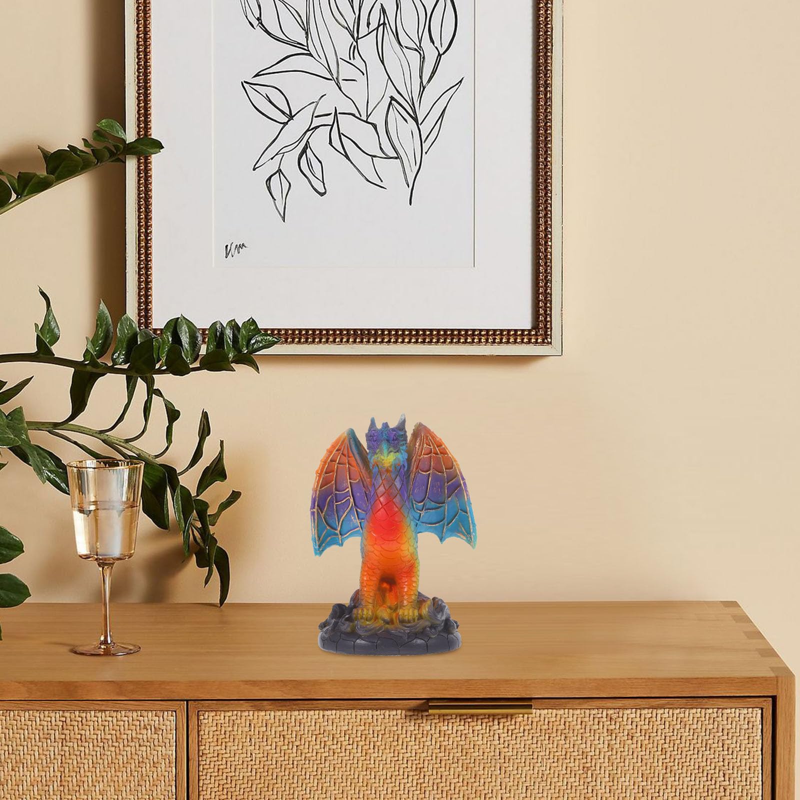 Anneome Lampe de Table Dragon en Résine Led, Lampe de Salon à Poser Décorative et Veilleuse, Illumination Chaleureuse pour Chambre ou Bureau, Design Unique et Stylé