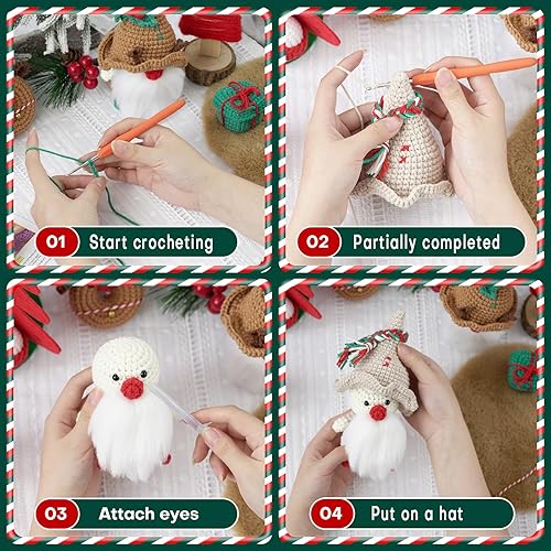 Miniatura 5 de ECHCOSAY Kit de ganchillo para principiantes, kit completo de ganchillo con tutoriales en video paso a paso, kits de inicio de ganchillo regalo de