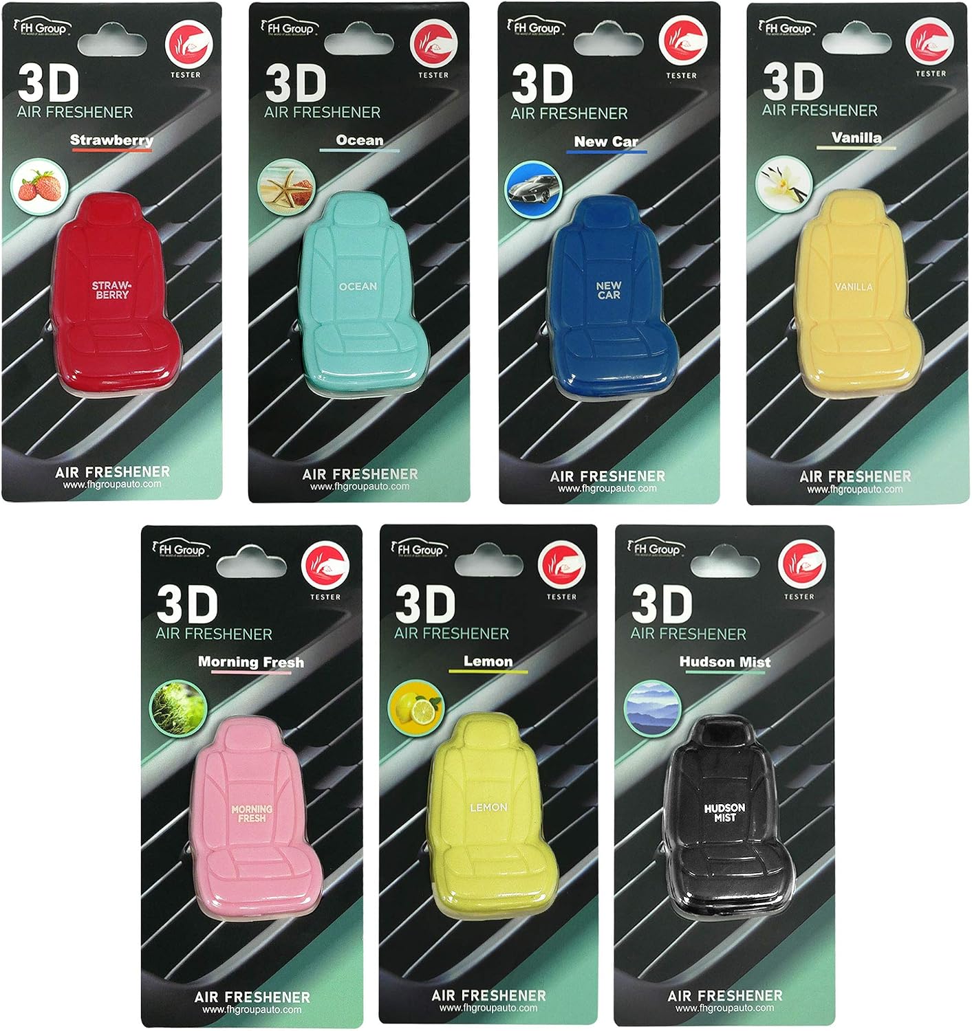 FH Group Hudson Mist 3D Scented Air Freshener 3-Pack Clip-On Non-Toxic, Plastic Alcohol-Free Fragrance Oil Car Seat Shape Long Lasting for Cars, SUVs, Closets, Small Spaces, etc. Blue image 5
