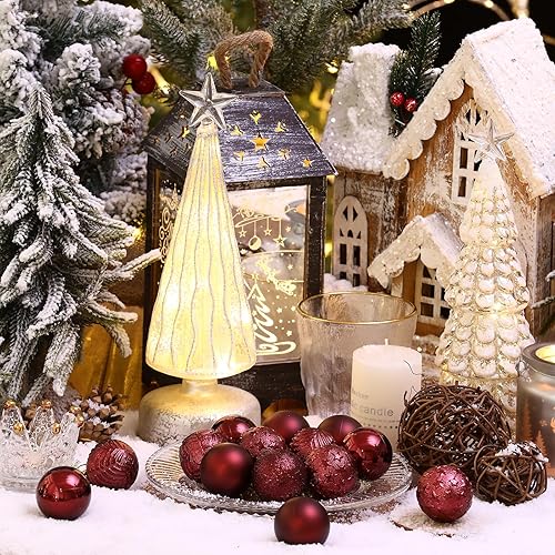 Miniatura 3 de 34ct Burgundy Mini Christmas Ball Ornaments Shatterproof Plastic Christmas Tree Decorations for Xmas Party Home Office Holiday Decor -Small