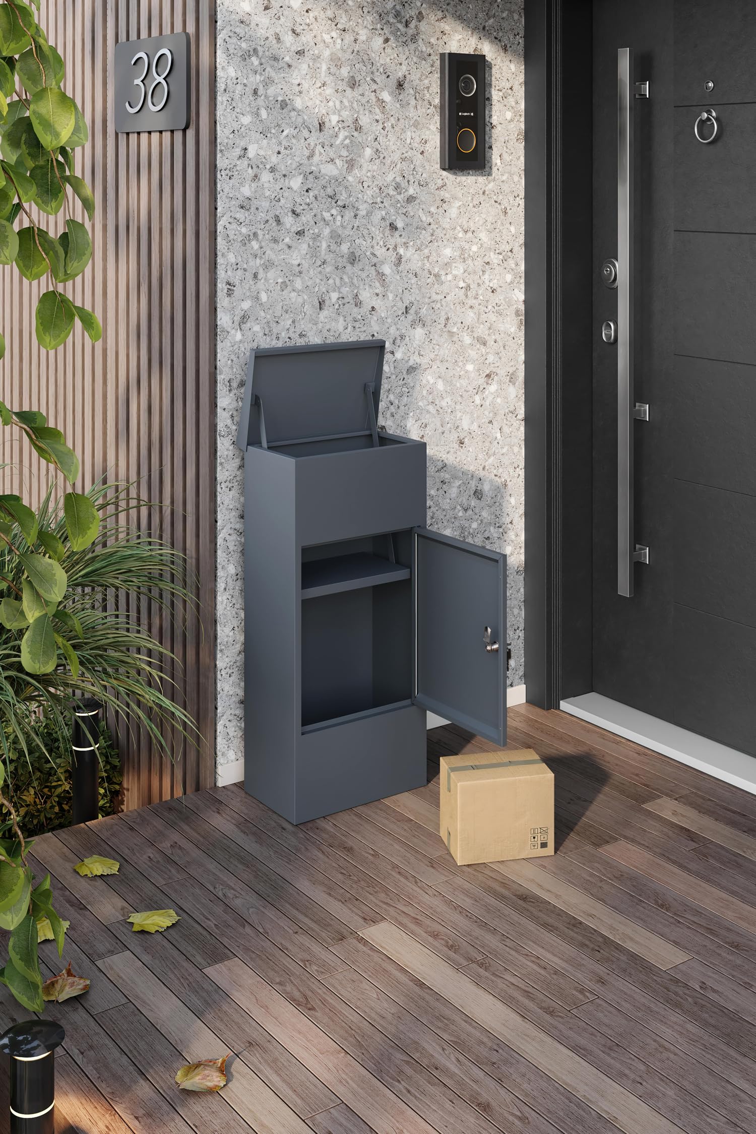 Condit 2 Paketbox Paketbriefkasten XXL Briefkasten Paketkasten Postbox Weiß Anthrazit