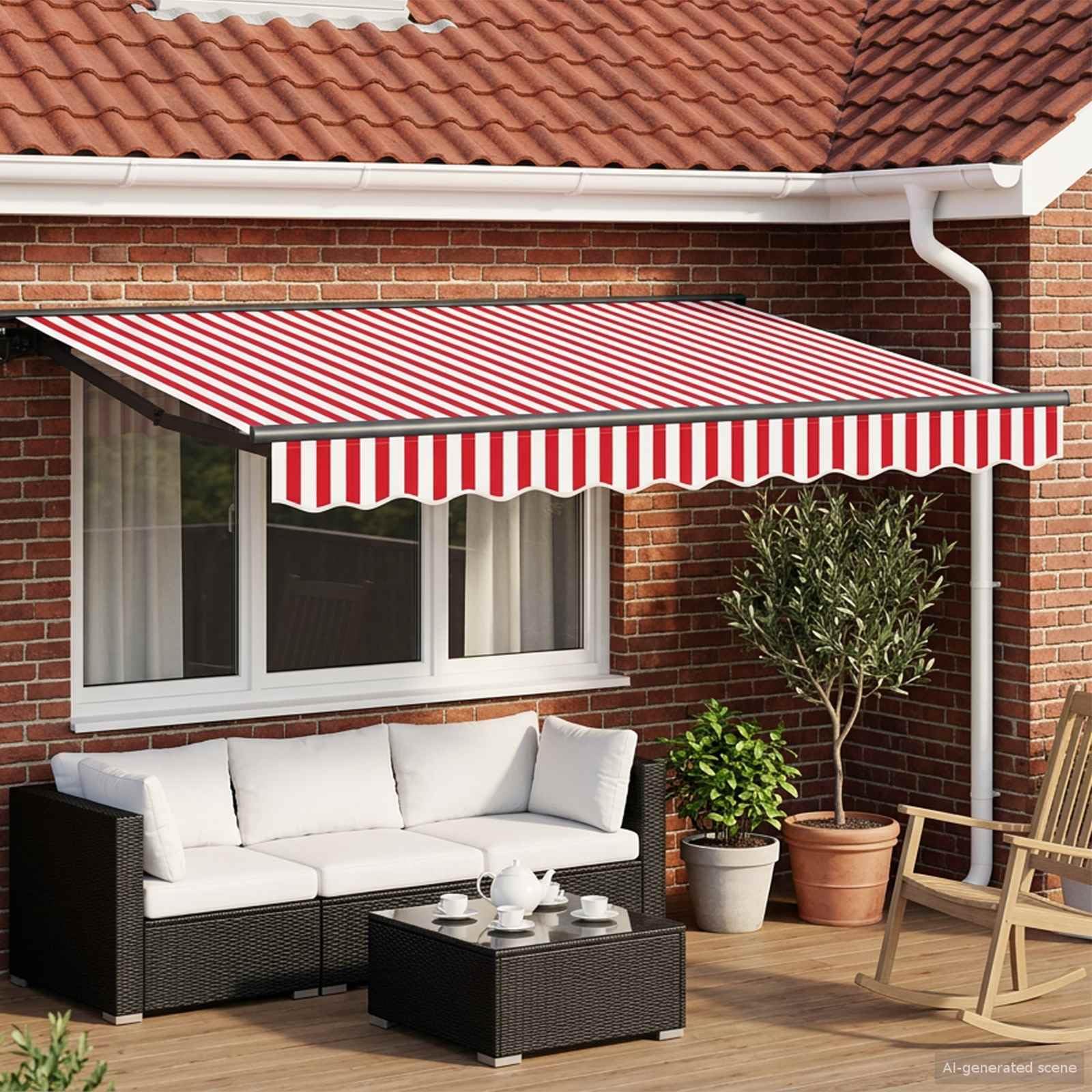 Tenda da Sole Elettrica, Poliestere, Rosso Bianco Antracite, 3 x 2.5 m