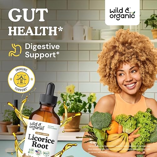 Miniatura 3 de Wild & Organic Tintura de raíz de regaliz - Soporte digestivo, pulmonar y para la piel - Gotas líquidas de extracto de raíz de regaliz - Suplemento