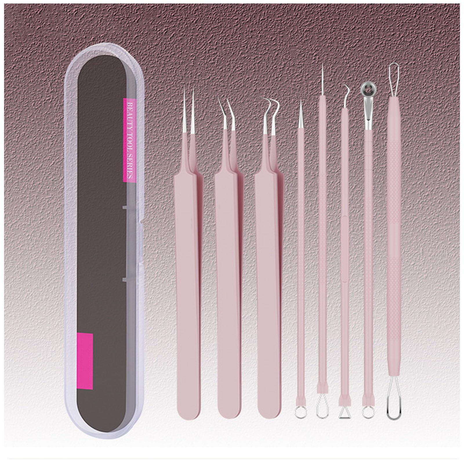 Strumento per la rimozione di punti neri, pinzette per la rimozione di punti neri, estrattore per acne, kit di strumenti per brufoli, pinzette per peli incarniti, raschietto in silicone per pulizia
