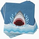 Gersoniel 40 Pcs Shark Paper Napkins Disposable Shark Ocean Paper Napkins for Cocktail Beverage Ocean Theme Birthday Party Under The Sea Party Supplies