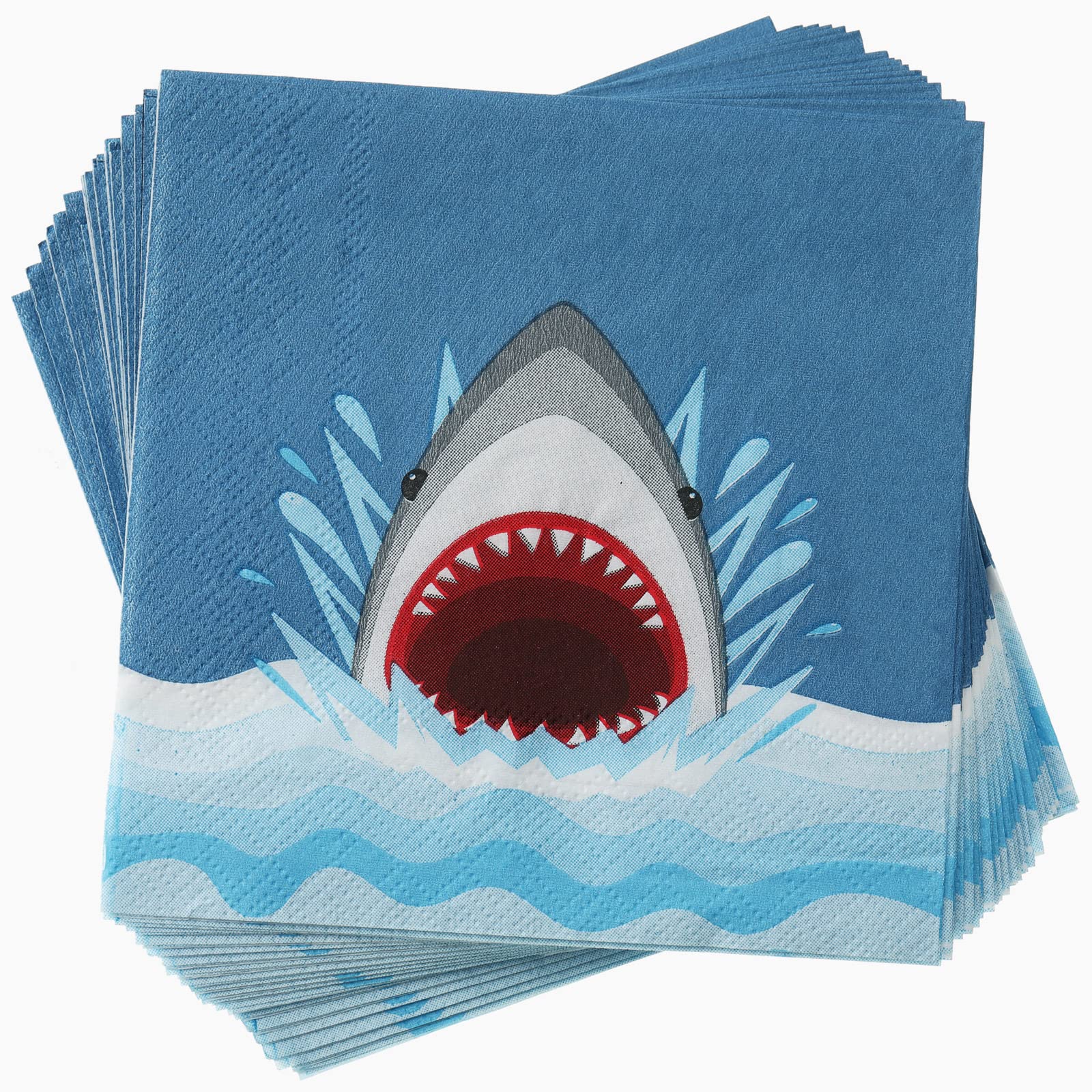 40 Pcs Shark Paper Napkins Disposable Shark Ocean Paper Napkins for Cocktail Beverage Ocean Theme Birthday Party Under The Sea Party Supplies
