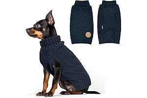CYEOLLO Dog Sweaters for Small Dogs Turtleneck Knitted Sweaters with Leash Hole