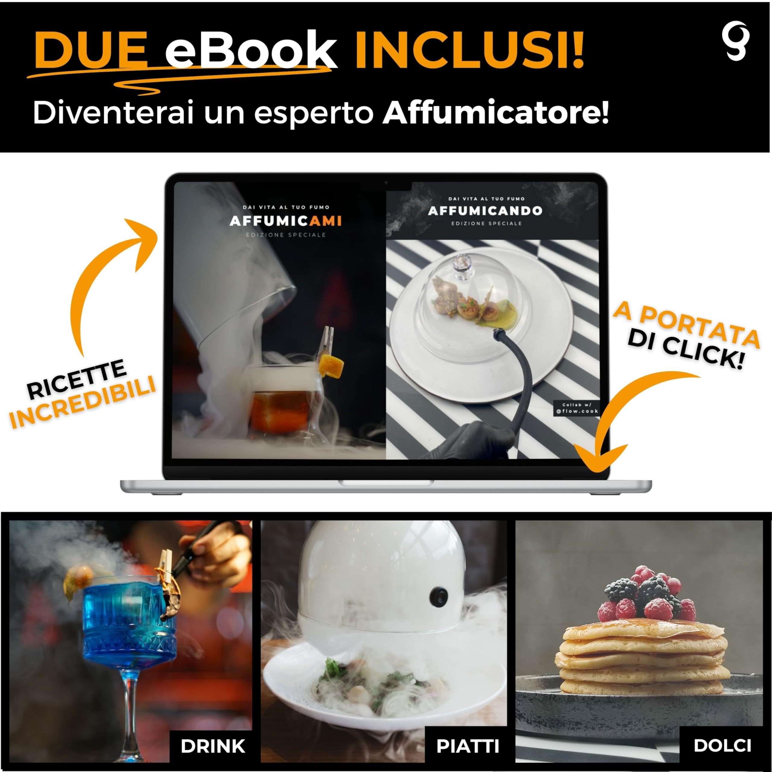 Smoking Box – Ahumador de cocina profesional + 6 x 100 g de chips ahumados y 40 g de virutas para ahumar con sabor a aguacate – ahumador en frío (caja moking – Fumus y ahumado)
