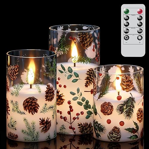 Miniatura 11 de Velas sin llama de Santa Claus de Navidad con temporizador de 6 horas, velas de Navidad que funcionan con pilas, vela LED parpadeante tallada a mano