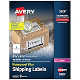 Avery Durable Waterproof Shipping Labels with Sure Feed Technology, 5.5" x 8.5", White, Laser Compatible, 100 Blank Labels Total, Great for Mailing, Branding, and More (5526) – view 1